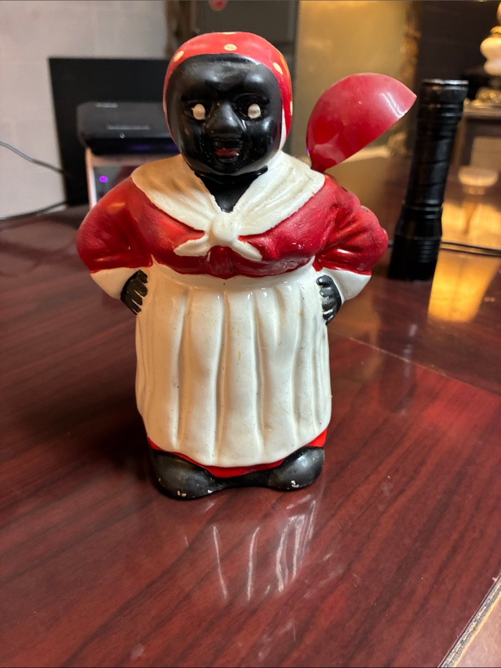 Red and White Ceramic Kitchen Figurine Accent